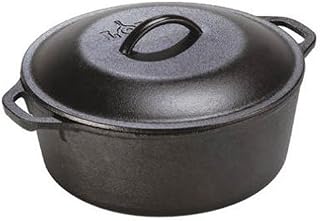 Lodge 5 Quart Cast Iron Dutch Oven. Pre-Seasoned Pot with Lid and Dual
