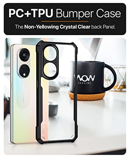 Image of WOW IMAGINE Shock Proof Clear Protective Back Case Cover for Oppo Reno 8T 5G - AirEDGE Technology | 360 Degree Camera Protection | Transparent Hybrid Back Case Mobile Cover - Earthy Black