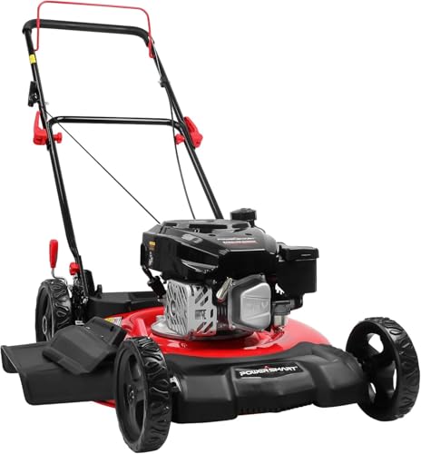 Image of PowerSmart 21-Inch Gas Push Lawn Mower with 144cc 4-Cycle OHV Engine, 2-in-1 with Mulch and Side-Discharge, 6-Position Adjustable Cutting Height (DV8621C)