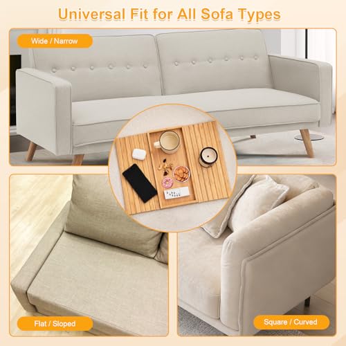 Sythrix Bamboo Sofa Arm Tray - Foldable Couch Tray for Armchairs, Drink Holder for Remotes, Snacks, and Magazines - Image 7