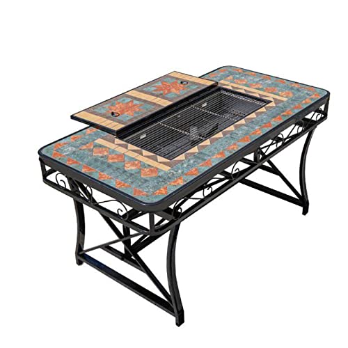 PEVSCO barbecue table Household Outdoor Courtyard Leisure Barbecue Table Outdoor Garden Terrace Iron Art Carbon Grill Commercial Smokeless Single Table Indoor and outdoor (Color : Grey)
