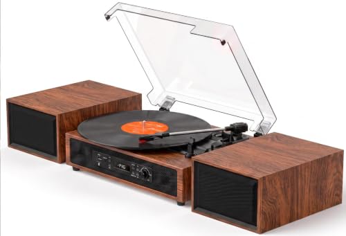 Vinyl Record Player with Speakers and Recording