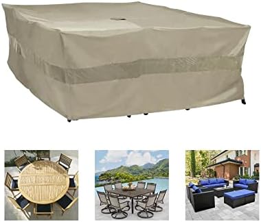 Formosa Covers | Extra Large Patio Set Square Cover 116"x116"x36" Fits Patio Round or Square Table Dining and Sectional Sofa Furniture Sets - Center Hole for Umbrella New 2022 Material