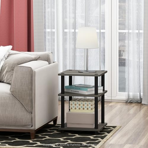 Furinno Turn-N-Tube Side Table, 3-Tier Square Modern End Table, Open Shelves Nightstand, Night Stand, Bedside Table, Easy Assembly, for Living Room, Bedroom, French Oak by Furinno - Image 2