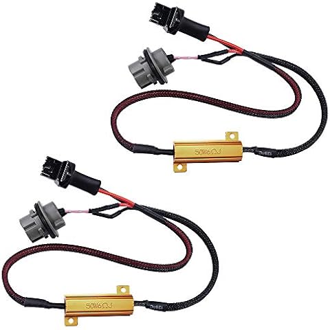 YUNPICAR 7440 T20 50W 6Ohm LED Light Load Resistor Fixed LED Headlight Fog Light Fast Super Flash Turn Signal Flashing Light Error Code Warning Resistor Decoder 2 Pack Cover