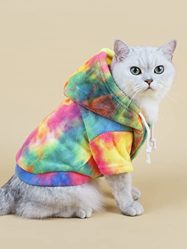 Qwinee Dog Coat Dog Hoodie Tie Dye Warm Winter Coat Sweatshirt Dog Clothes For Cat Puppy Small Medium Dog Multicolor L #TOP3