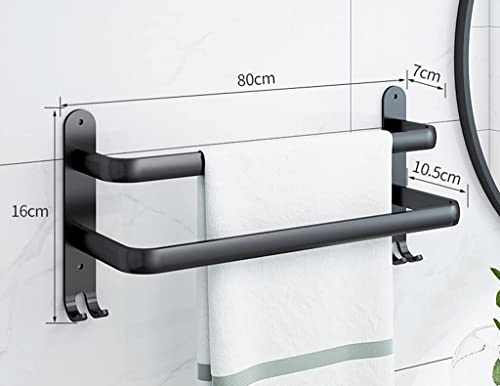 Barra de toallero doble en aluminio black space de 80cm para pared 4