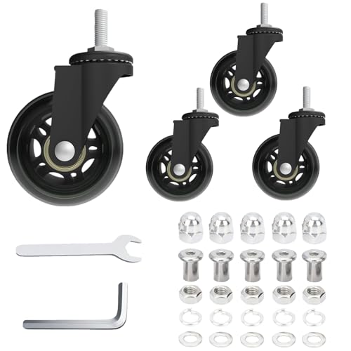 AVGGO Creeper Caster Wheels Set of 4, Roller Blade Rubber Heavy-Duty 2.5 Inch Castor Replacement, 360 Degree No Noise Wheel for Mechanic Stool, Rolling Creeper Garage Seat