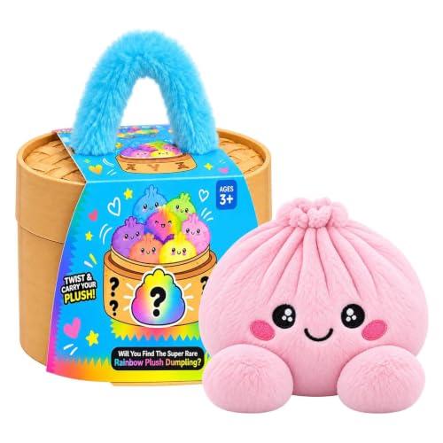 Cute Plush Stuffed Dumpling Squishies, Big Rainbow Squishes with Steamer