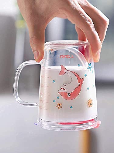 Image of WEZOSHINET Transparent Coffee Mug with Lid Glass Mug with Handle and Straw for Milk Coffee Tea Juice Leak Proof Light Weight Printed Glass Mug for Kids Ideal for Birthday Gifts Home (Pack of 1)