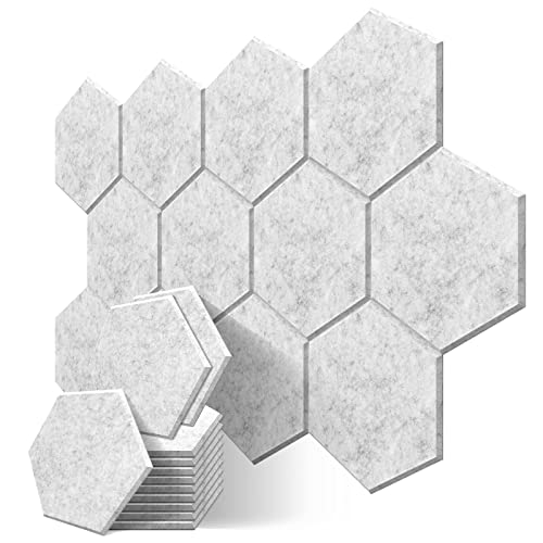 Jber Hexagon Sound Proof Foam Panels, Acoustic Foam Panels Sound Proof Foam Panels, 14" X 12" X 0.4" High Density Acoustic Treatment For Studio, Home, Office12 Pack - Silver Gray #TOP29