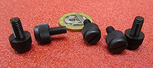 Nylon Knurled Slotted Head Thumb Screws Black 10-32 x .375" Length, 100 Pcs