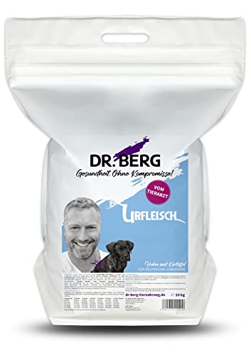 Dr. Berg URFLEISCH Huhn & Kartoffel für Welpen & Junghunde - Getreidefreies, hypoallergenes Hundefutter - Trockenfutter mit viel FRISCHFLEISCH - extra verträglich und lecker (10 kg)