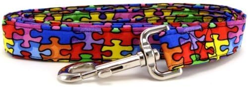 Autism Awareness Puzzle Dog Leash for Walking, Running and Training Large