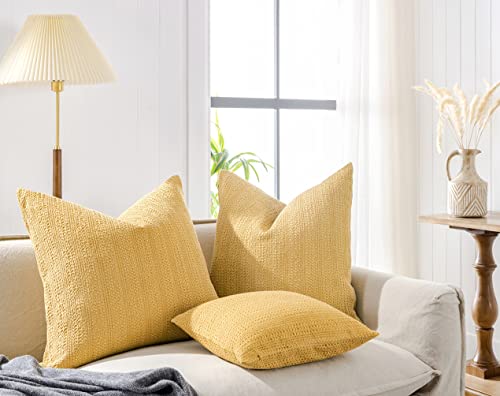 Cocoploceus 26X26 Pillow Covers Boho Euro Shams Set Of 2 Decorative Throw Pillow Covers Cotton Large Square Pillowcase For Couch Bed, Yellow #TOP3