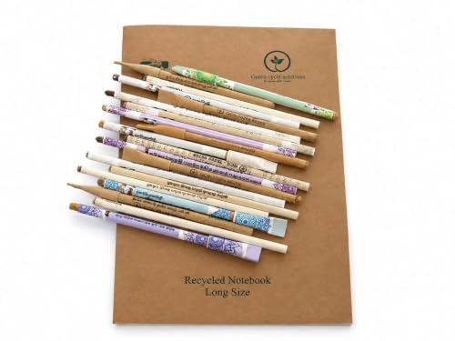 Eco-Friendly Plantable Stationery Set for Students – 21 Pcs Combo: 10 Seed Pencils & 10 Seed Pens (Recycled & Thirukkural Printed) with 1 Recycled Long Notebook | Sustainable Gift Kit