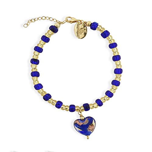 Venetiaurum - Pulsera con Colgante Corazón en Cristal de Murano O...