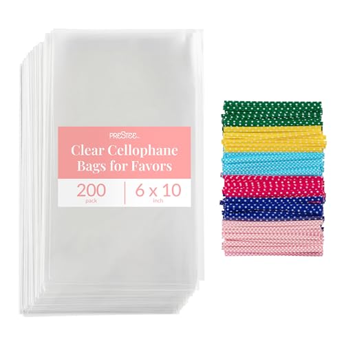 Prestee Paquete de 200 bolsas de celofán transparentes para regal...
