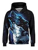 Freshhoodies Niños Niñas Sudadera con Capucha 3D Lobo Impresa Pull-Over Sudadera Pullover...