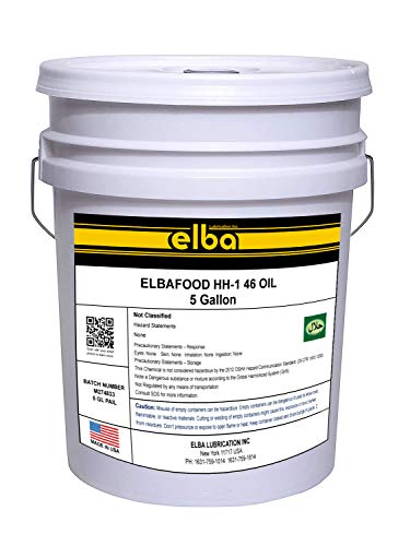 ELBAFOOD HH-1 46 | Food Grade Hydraulic Oil | Fully Synthetic Blend | NSF Registered AS H1 Halal and Kosher Certified. Compare to: FMO 200 AW, Kluber, Petrochem, Petro-Canada. Made in USA. 5 GL