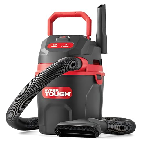 Image of FYNORI 1.5 Gallon 2 Peak HP Poly Wet/Dry Vacuum, VH105 3502, New, 1.5 Gallon Polypropylene Tank, Easily Stored On The Wall, 2 Peak HP Motor, Lightweight and Portable