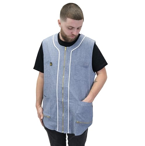 Generic Barber Vest Denim Barber Vest For Men King Midas (XL), 1X, Blue