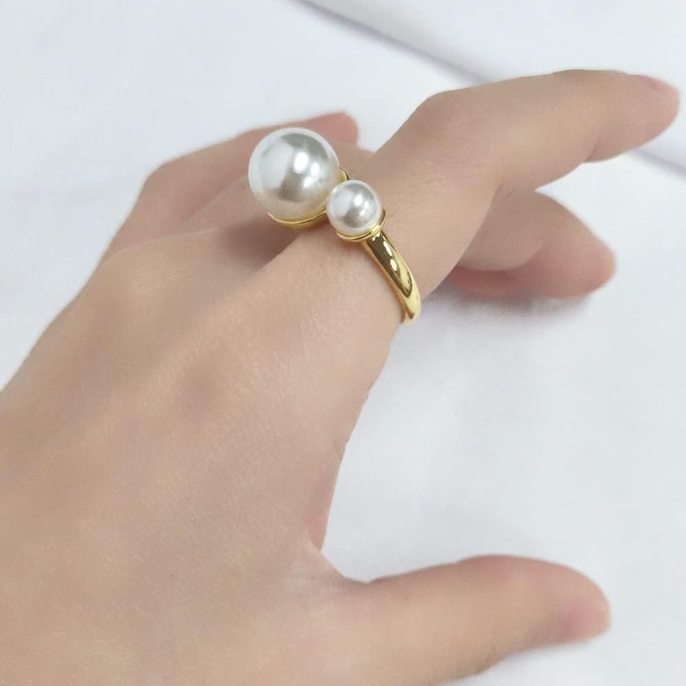 Amazon.com: Double Simulated Pearl Wrap Ring for Women Promise