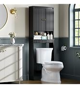 Thick Frame Over Toilet Storage Cabinet with Doors, Cream White