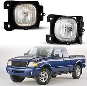 Nixon Offroad Fog Light Set for 2004 2005 Ford Ranger w / Halogen Bulbs - H10 12V 42W, Fog Light Assembly, Fog Lamp Replacement Black Chrome Housing Clear Lens Fog Light Combo ( Not Fit STX Models )