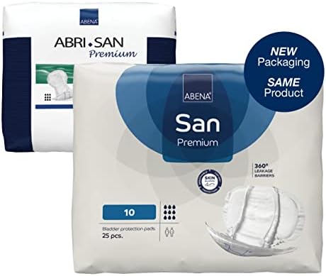 ABENA San Premium Mens & Womens Incontinence Pads, Breathable & Comfortable, Fast Absorption, Discreet & Effective Shaped Incontinence Pads for Men/Women - Premium 8, 2500ml Absorbency, 22PK