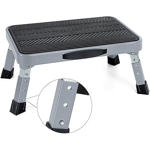 Height-Adjustable 7"- 9" Folding Step Stool with Non-Slip Platform 10" x 15" - Portable Step Ladder for Adults and Kids - Perfect for Office, Kitchen, Home - Sturdy - Supports up to 330 Lbs