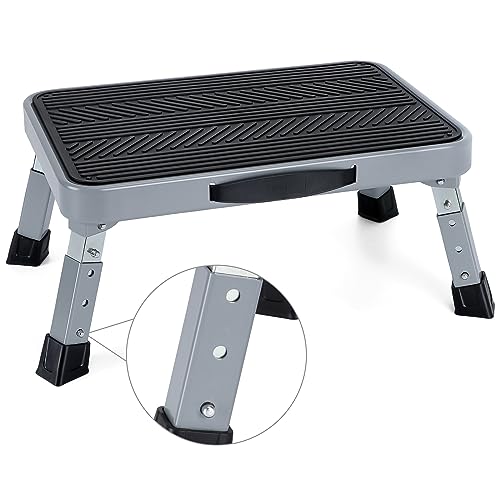 Height-Adjustable 7"- 9" Folding Step Stool with Non-Slip Platform 10" x 15" - Portable Step Ladder for Adults and Kids - Perfect for Office, Kitchen, Home - Sturdy - Supports up to 330 Lbs by TreeLen - Used condition - US$27.18