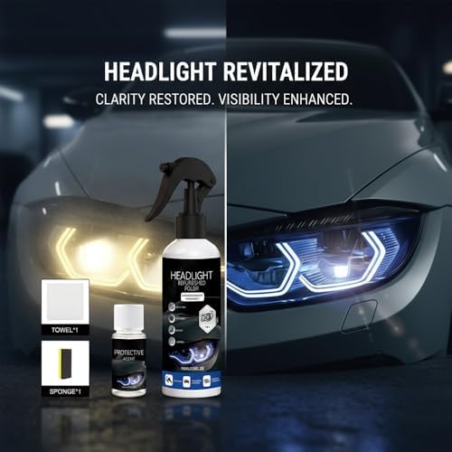 ROVIA Automotive Headlight Restoration Kit: Fast & Easy Car Headlight Cleaner for Oxidized, Yellowed Headlamps - Refurbishing Fluid Restores Clarity & Brightness for All Vehicle Types (1pcs) — view 6