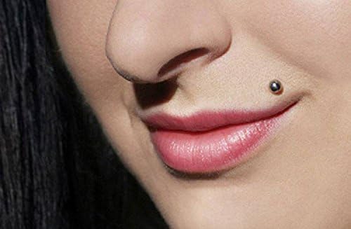FECTAS 20 szt. kolczyk do wargi labret, tragus, helix, 8 mm, stal chirurgiczna, piercing wargi, meduza, srebrny, czarny, Stal nierdzewna