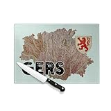 Planche à Découper en Verre Trempé   Gers 32 Département Auch Carte Ancienne Occitanie   Protection Plan de Travail et Dessous de Plat Résistant Chaleur 2 Tailles Imprimé en France