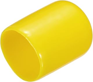 sourcing map 15 tapas de goma de 15 mm de diámetro interior de vinilo de PVC de extremo redondo, protectores de rosca de tornillo, color amarillo
