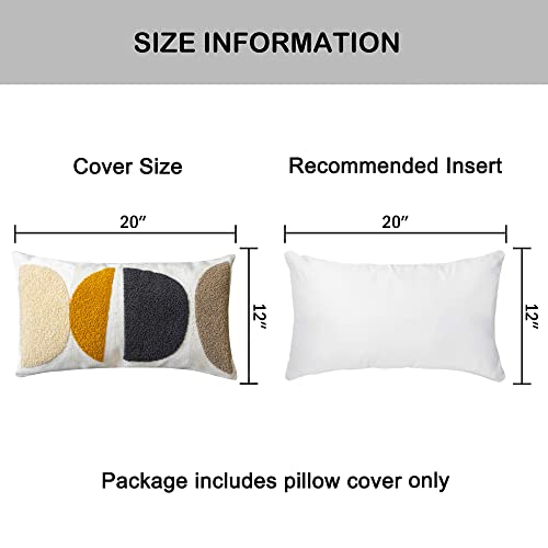 Vanncio Boho Lumbar Decorative Pillow Cover, Abstract Geo Throw Pillowcase For Retro Mid Century Accent Decor, Modern Rectangle Textured Home Bed Couch Sofa Cushion Sham 12X20, 1Pcs(Black Mustard) #TOP2