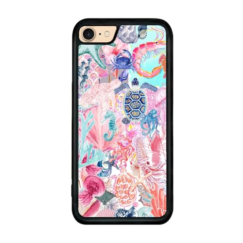 qizjio Trendy Coastal Phone Case Shockproof Protective Collage Beach Preppy Phone Cases for iPhone 7/8/SE Ocean