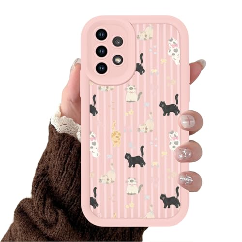 Jumkook Cute Phone Case for Samsung Galaxy A32 5G 6.5", Aesthetic Pink Cat Pattern Cartoon Design Girls Women Cover, Cartoon Fashion Soft Slim TPU, Silicone Funda Protective for Samsung A32 5G