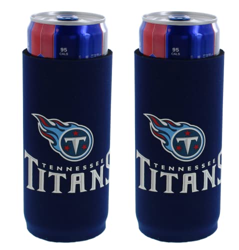 Football 12oz 2-Pack Slim Skinny Can Holder Insulator Beverage Huggie Cooler Coozies (Tennessee (Titans))