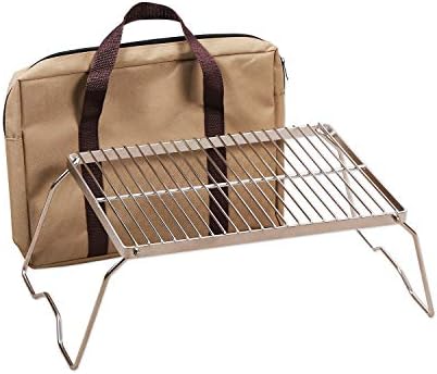 CAMPMAX Campfire Grill 304 Stainless Steel Grate, Folding Camping Grill Heavy Duty with Carrying Bag, Medium