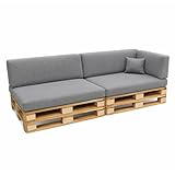 POKAR Palettenkissen Palettenauflagen mit abnehmbarem Bezug Palettenmöbel Palettensofa 6er Set: Sitzkissen 120x80 + Rückenlehne 120x40, Grau