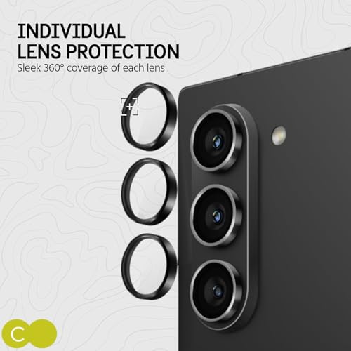 Image of Casecandy - [Set of 3 BLACK Camera Lens Protector Ring For Samsung Z Fold 6 AI | Scratch Resistant Metallic Rings For Z Fold 6 - HD /Easy Installation