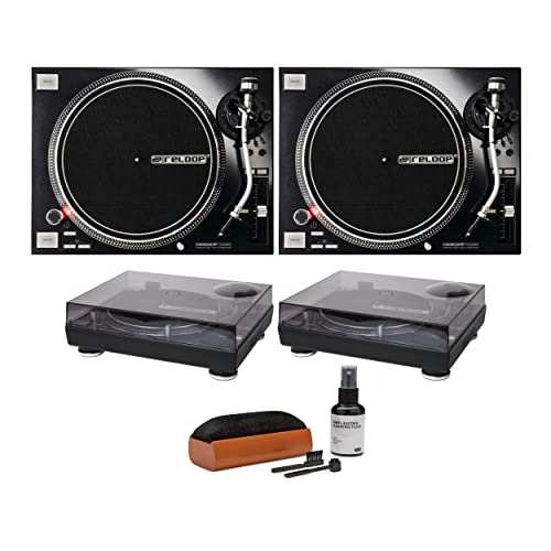 Reloop Rp-7000 Mk2 Direct Drive High Torque Turntable (Pair) Bundle With Reloop Dust Covers And Vinyl Record Care System (5 Items) #TOP21