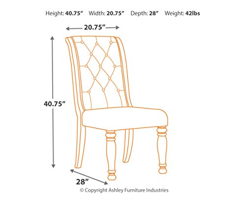 Signature Design By Ashley Porter Traditional Hand Finished Tufted Upholstered Dining Chair, Set Of 2,Wood, Brown #TOP23