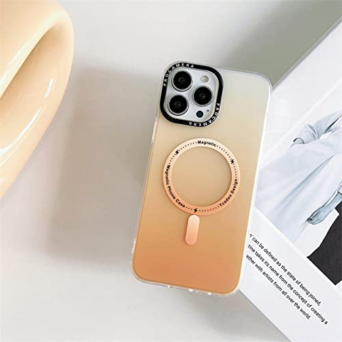 Coque de chargement magnétique iPhone 13 Pro antichoc avec pare-chocs souple orange