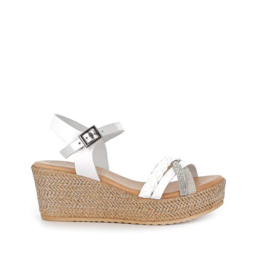 PORRONET 2648 Aurora, Sandalias con cuña y Plataforma, para Mujer, Color Blanco...