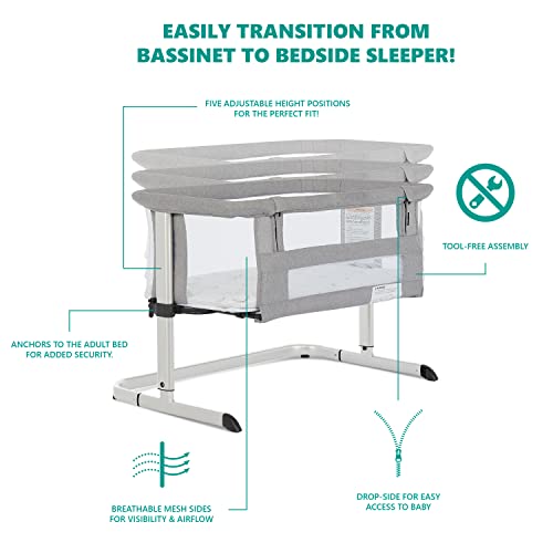 Dream On Me Daisy Bassinet And Bedside Sleeper, Lightweight And Portable Baby Bassinet, Adjustable Height Position, Easy To Fold And Carry Travel Bassinet- Carry Bag Included #TOP3
