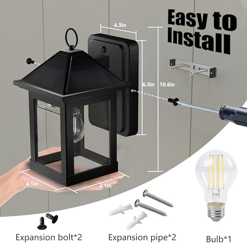 2 Pack Solar Outdoor Wall Lights for Fence Front Door Waterproof Dusk to Dawn Motion Sensor LED Sconce with 3 Modes,3000K E26 Bulb Included,Exterior Porch Lamps Wall Mount Patio Decorative by Generic - Image 4