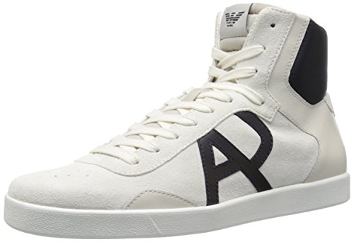 Armani Jeans Men's Classic AJ Logo HIGH TOP Sneaker Fashion, White, 44 EU/10 M US